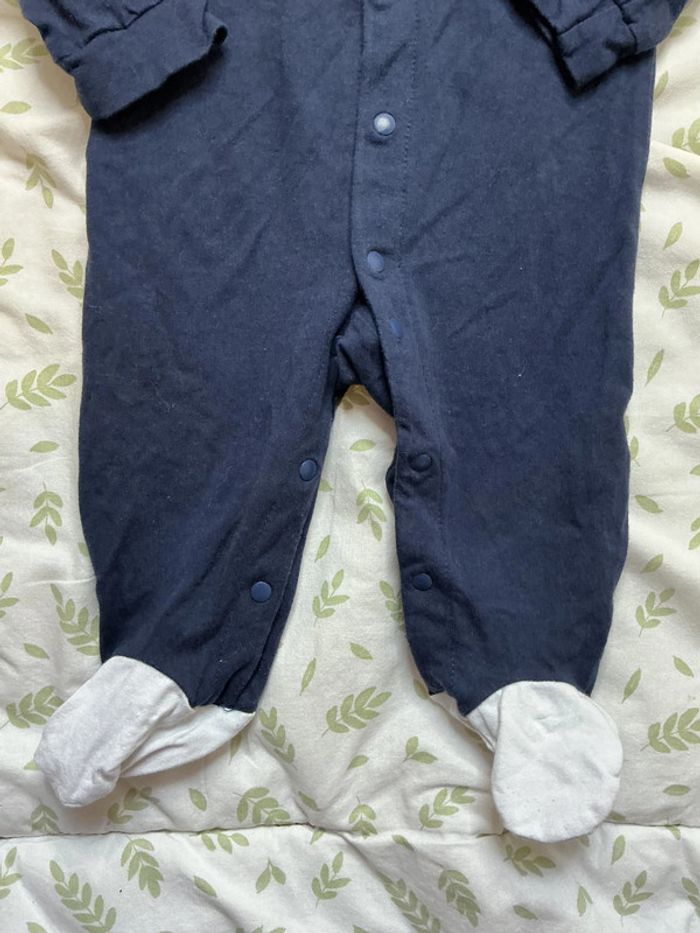 pyjama grenouillère en coton bleu marine ouverture devant 3 mois newborn - photo numéro 4