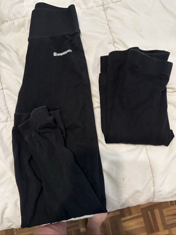Lot de 2 bas fille pantalon jogging léger et legging noirs