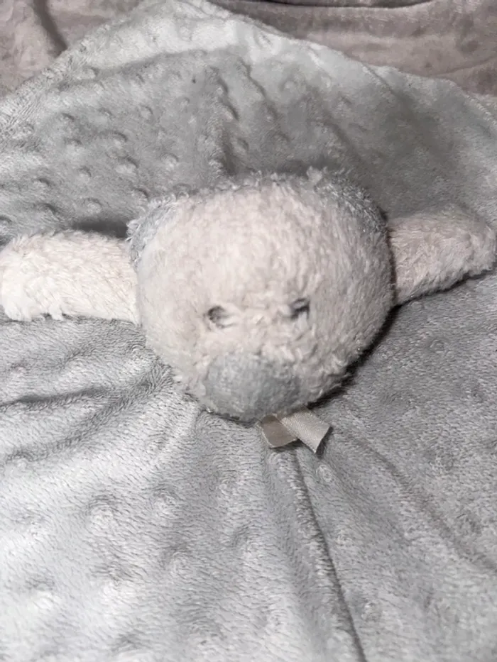Doudou plat ours gris tout doux pour bébé - photo numéro 3