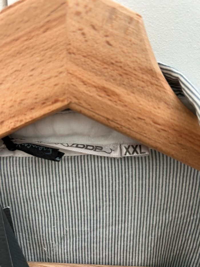Chemisier chemise xxl longue ddp grise à rayures en coton - neuf - photo numéro 6