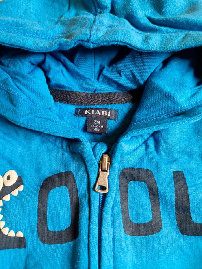 Sweat à capuche zippé bleu Kiabi en 3M - photo numéro 3