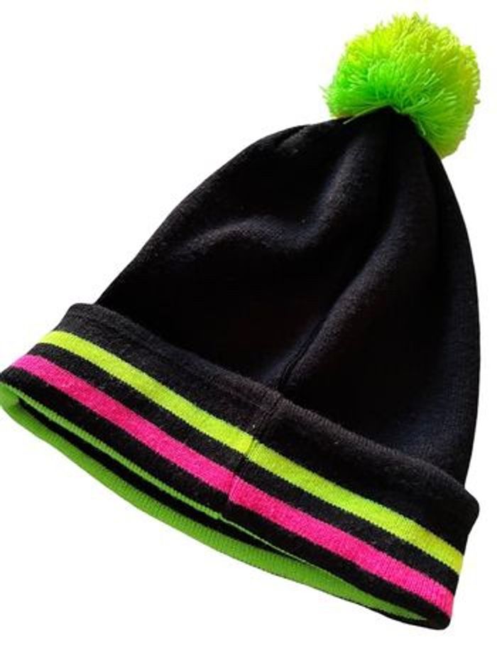 Joli bonnet de ski noir et coloré « Super Pompon » - photo numéro 3
