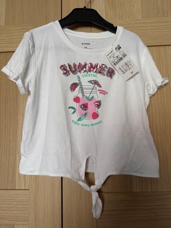Tee shirt blanc court Summer cocktail KIABI t.6ans neuf