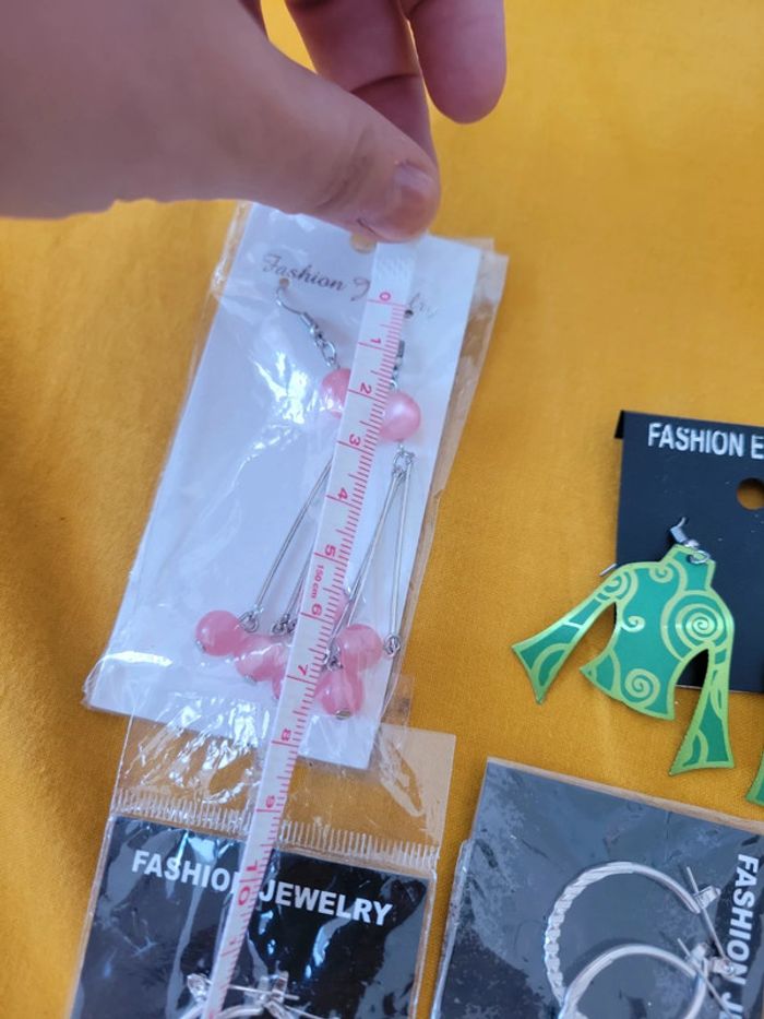 Lot paires de boucle d'oreilles créoles perles t-shirt - photo numéro 8