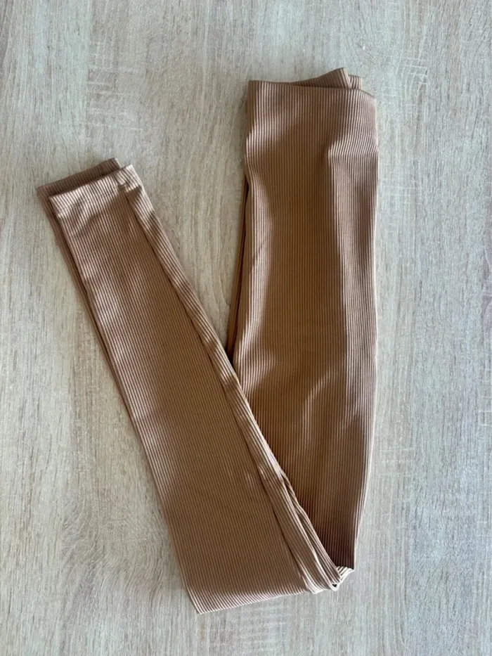 Legging côtelé beige