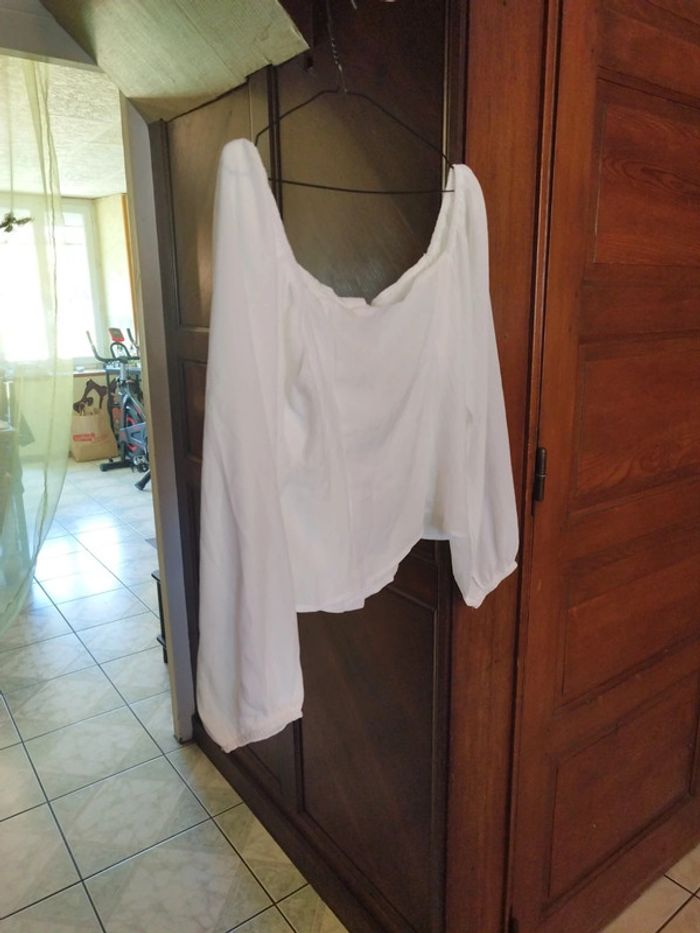 Top blanc manches ballon boutons vintage M/38 - photo numéro 8