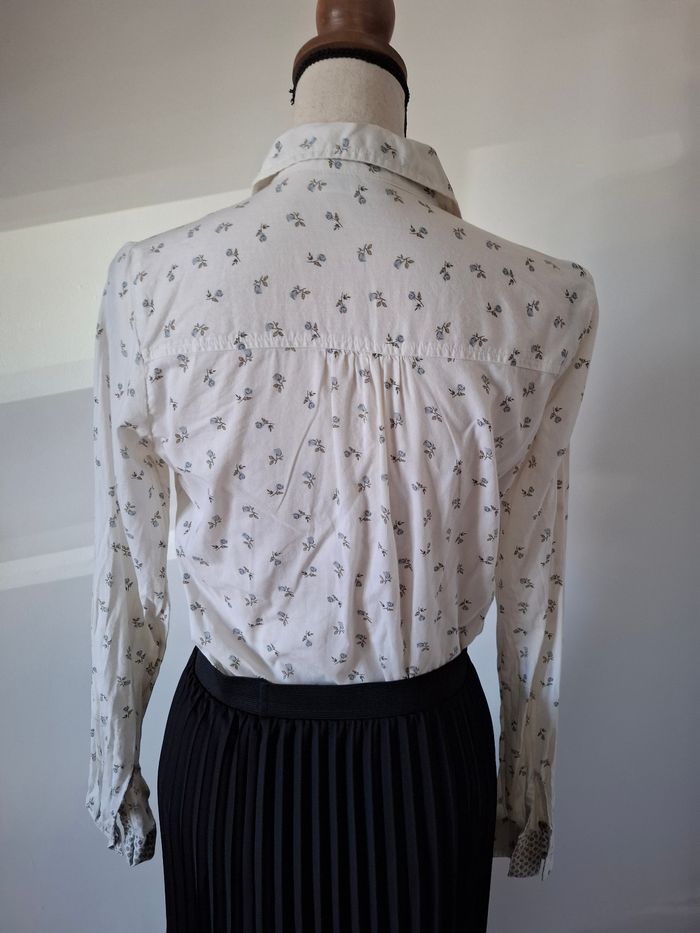 Chemise, chemisier blanc à fleurs vintage - photo numéro 5