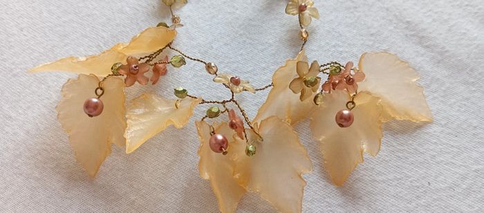 Collier feuilles et fleurs vintage - photo numéro 5