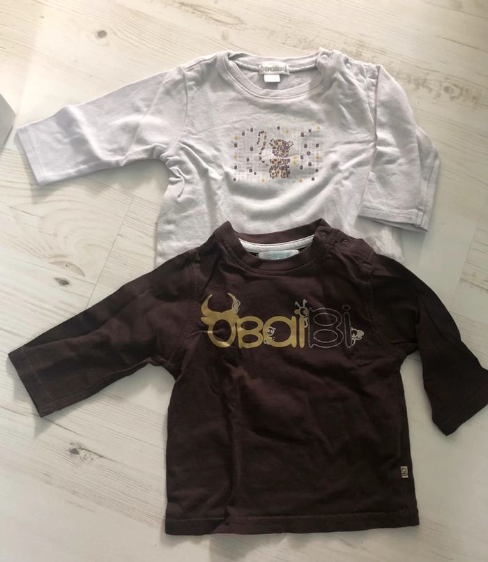 L’or de 2 t shirts manches longues OBaibi 6 mois 67 cm