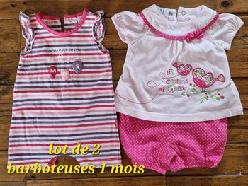 Lot de 2 barboteuses fille 1 mois