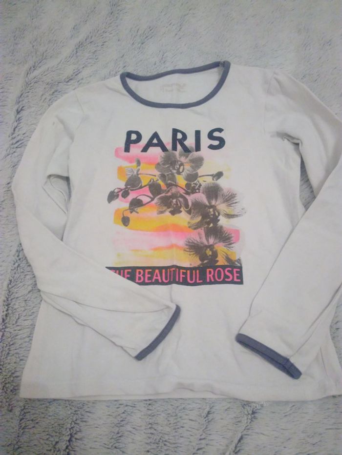 TEE shirt fille manches longues 8 ans Paris paillettes 36