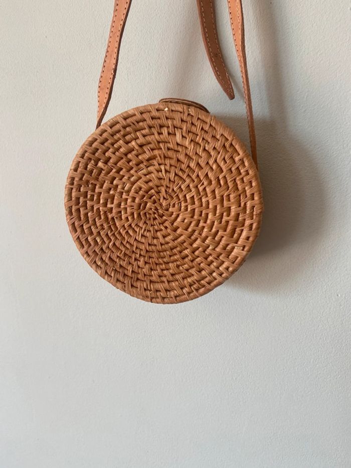 Petit sac en osier tressé et cuir - photo numéro 8
