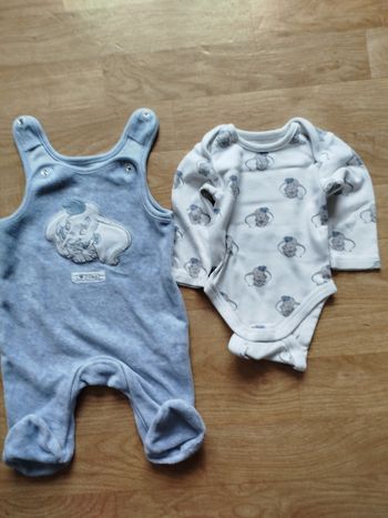 Ensemble salopette et bodies taille 1 mois