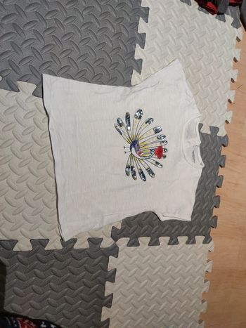 Tee shirt blanc Vertbaudet paon 36 mois