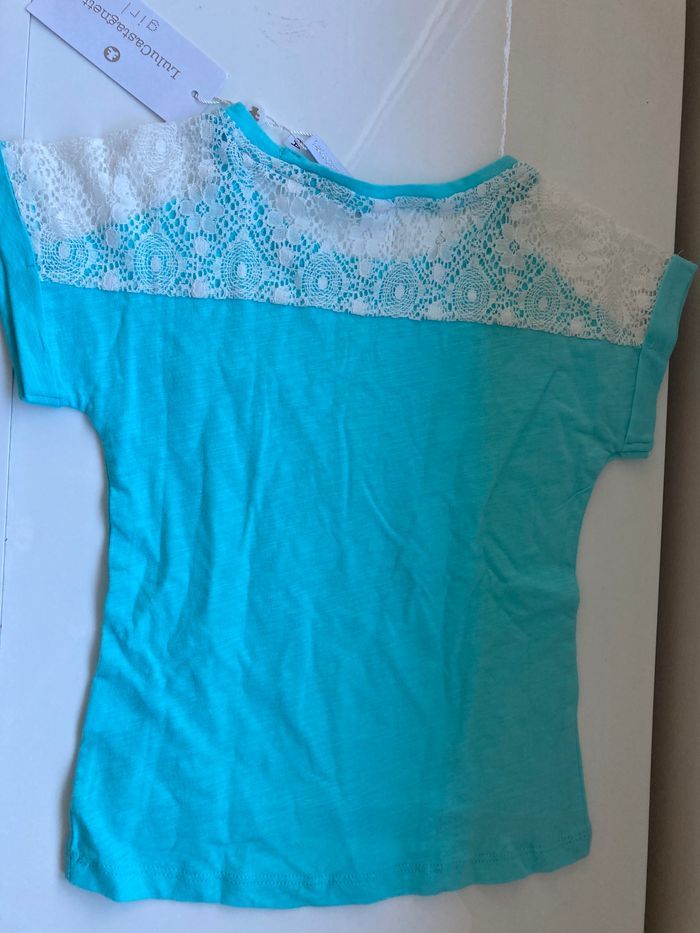 T shirt bleu brodé Lulu Castagnette neuf - photo numéro 4