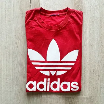 Adidas Classic Red/Rouge T-Shirt Vintage Logo Homme Exclusive Sport Mode Y2K (Taille L)