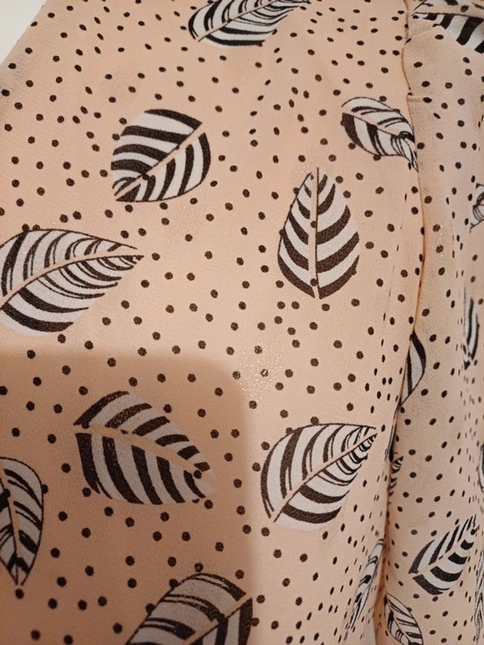 Robe fluide à imprimé Plumes Flamant Rose taille S 36 - photo numéro 4