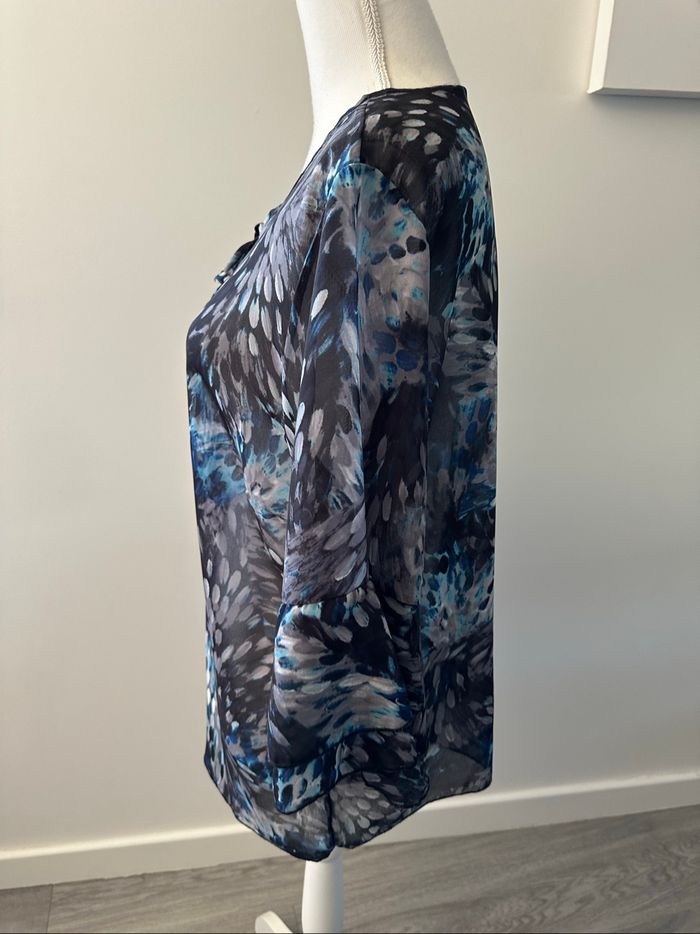 Blouse bariolée bleue et grise T38 M - photo numéro 4