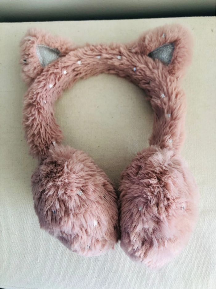Cache oreille doux lapin chat rose enfant fille - photo numéro 4