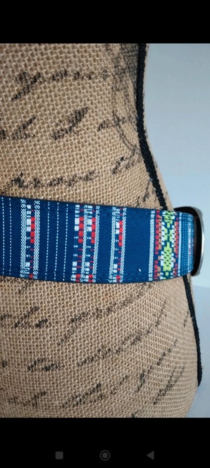 Ceinture bleu avec motifs colorés 95 cm - photo numéro 4