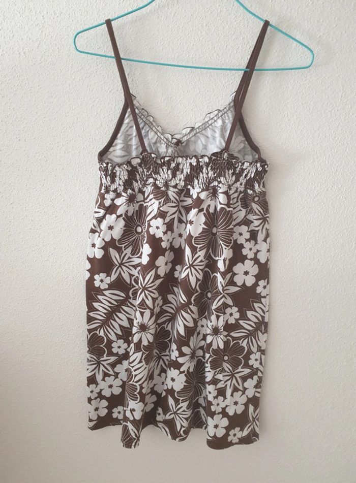 Robe fleurs hawaïennes marron blanche - photo numéro 3