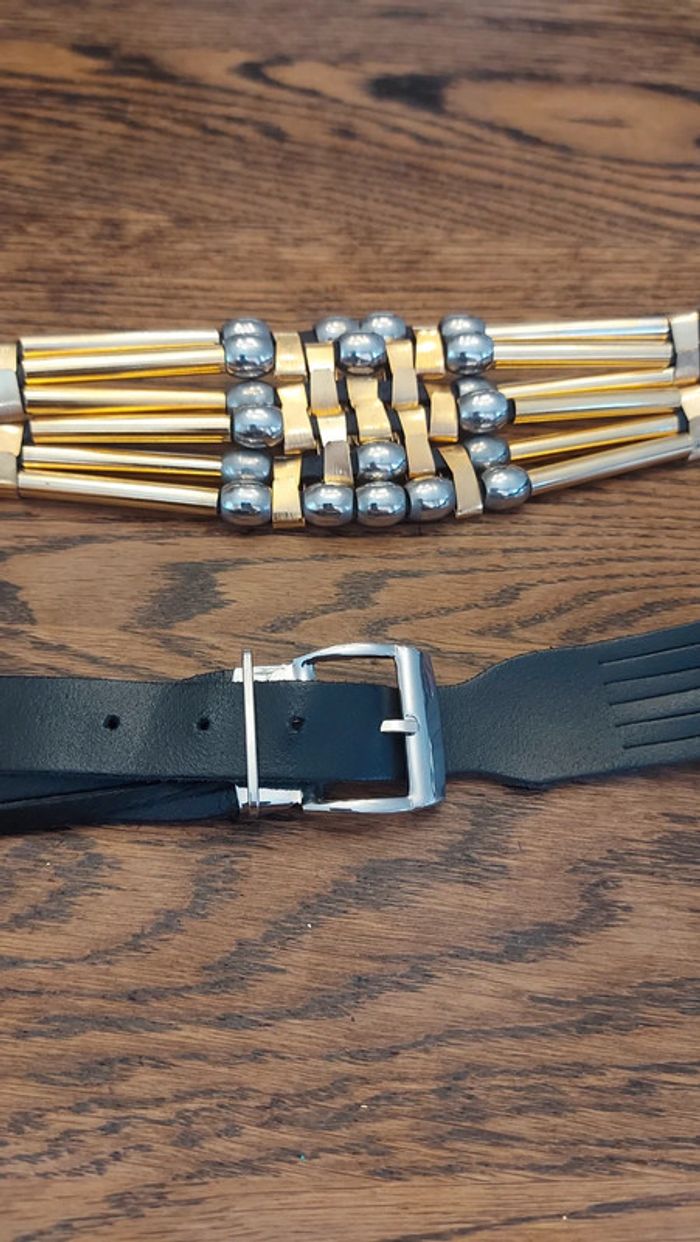 Ceinture en cuir noir avec application 90cm - photo numéro 14