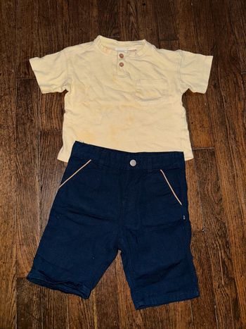 T-shirt Zara et short obaibi  24 mois