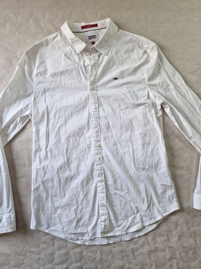 Chemise  manches longues  , homme  , Tommy Hilfiger  , blanche , taille L , Slim - photo numéro 2