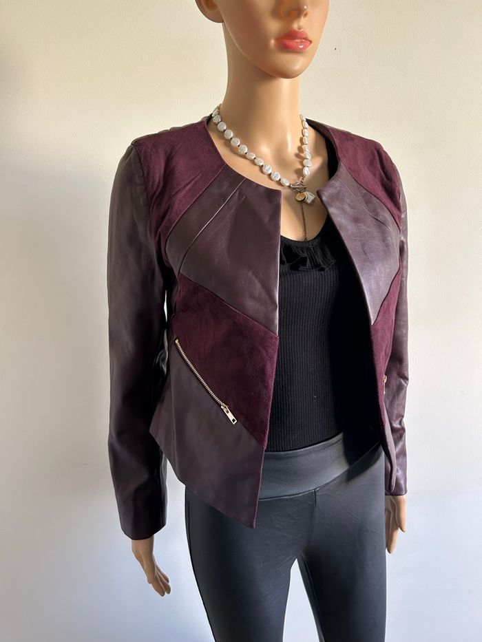Veste bordeaux bi matière Jus d’Orange taille 1 jamais portée - photo numéro 2