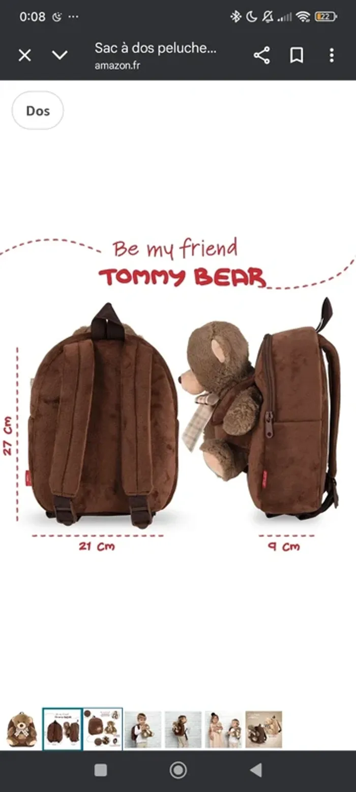 Sac à dos enfant peluche ourson 🐻 - photo numéro 7