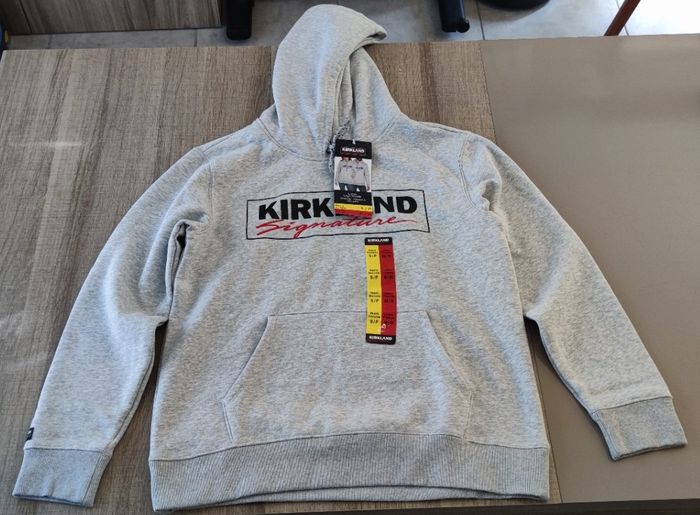 Sweat à capuche manches longues couleur gris homme/femme taille S/M marque Kirkland sweat unisexe - photo numéro 3