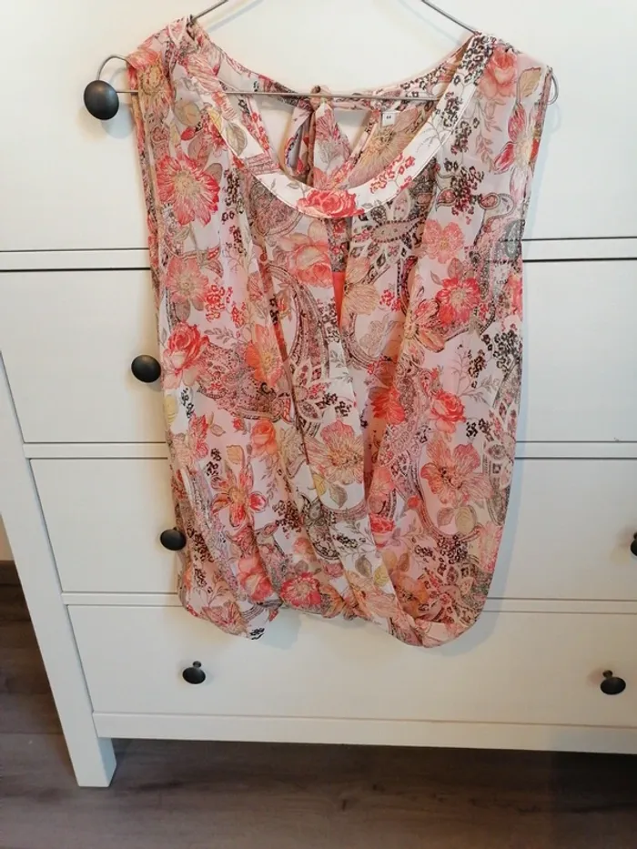 Blouse sans manches voile doublé