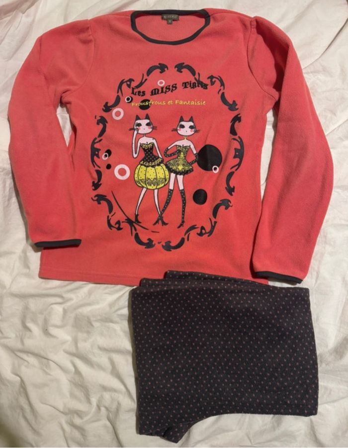 Pyjama fille rose motif chats – Taille 16 ans (convient à  12/13  ans) - photo numéro 2