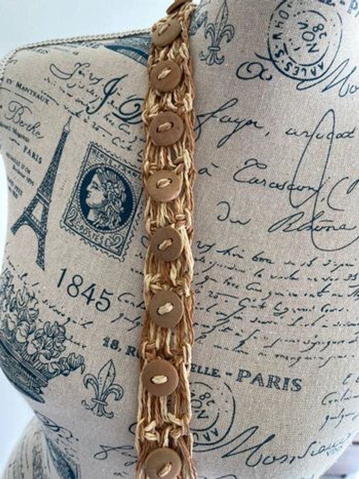 Grand sac raphia (31x38cm) beige - photo numéro 3