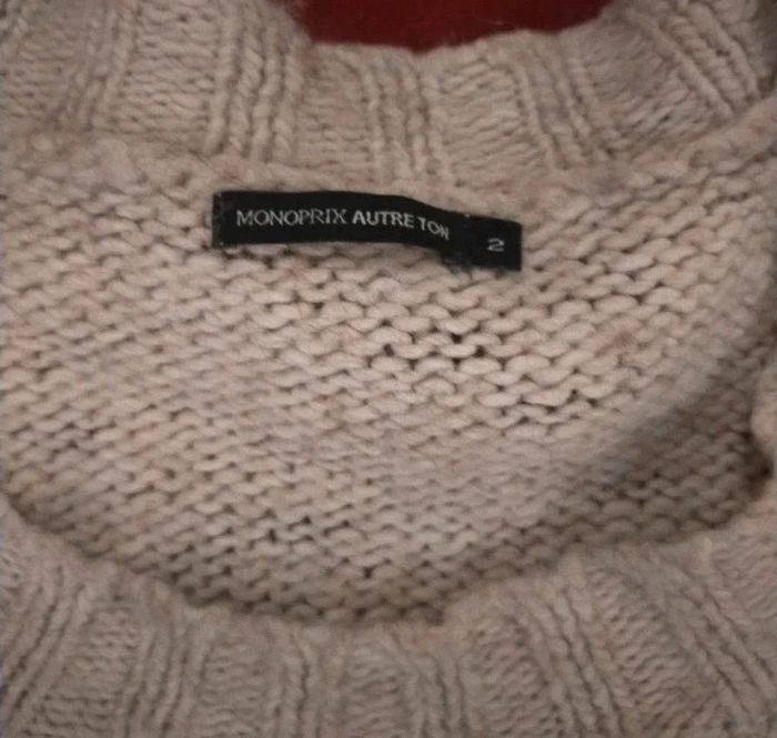 Pull gris beige chiné taille s 36monoprix - photo numéro 3