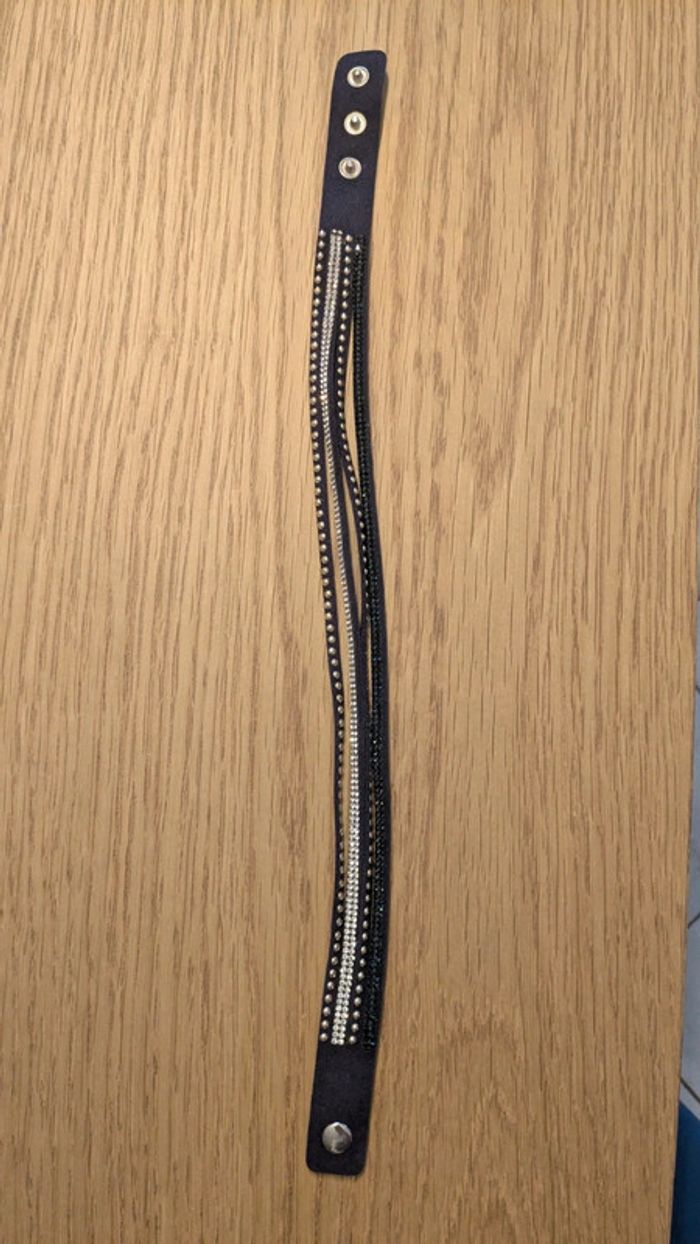 Bracelet tissu et strass marine femme