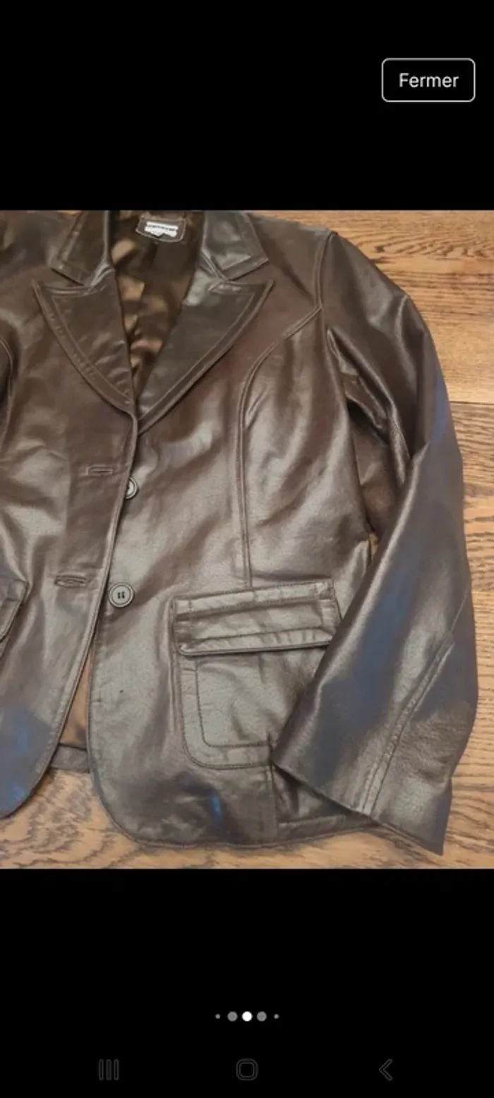 Veste Blazer en cuir Marron Etam fr 44 be 42 - photo numéro 8