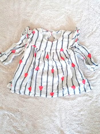 Jolie robe tunique légère manches longues 12 mois fille
