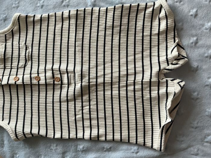combinaison short débardeur blanc rayé noir 3 ans poche poitrine kiabi - photo numéro 5