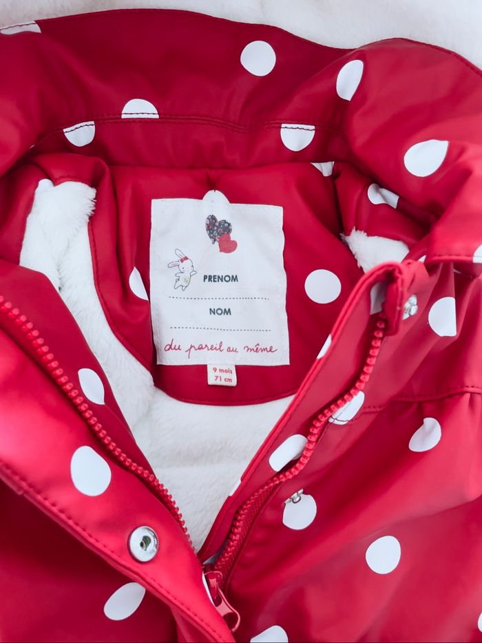 Doudoune rouge molletonné « Du pareil au même » 9 mois - photo numéro 2