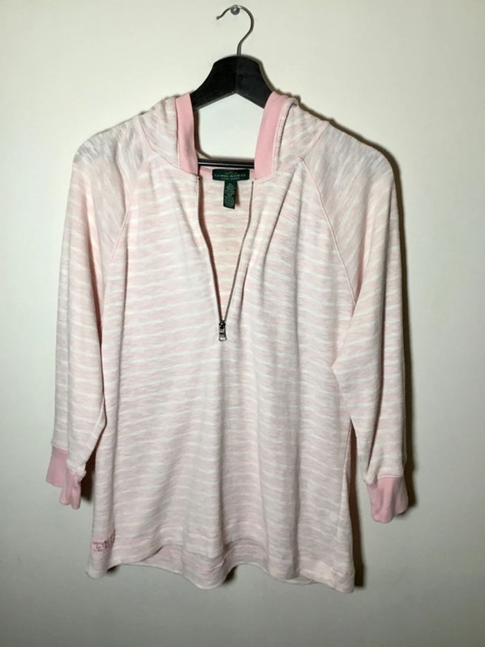 Sweat 1/4 zip à capuche manches 3/4 pour femme Lauren jeans co Ralph Lauren rose taille XL 090 - photo numéro 2
