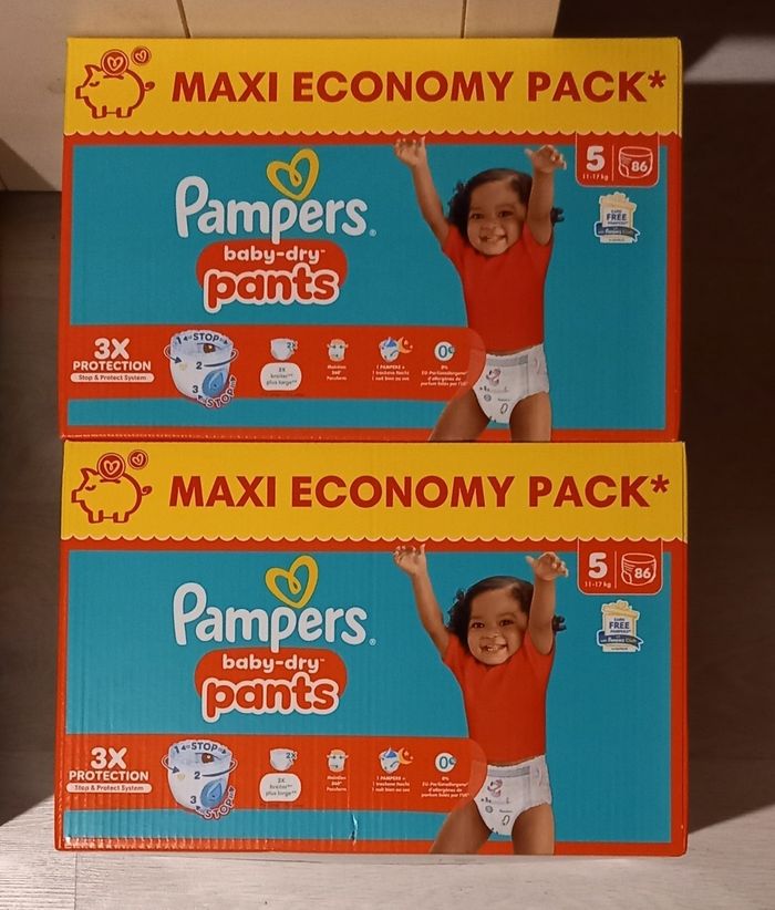 172 Couches Pampers Baby Dry Pants - Taille 5 (2 Maxi Packs)