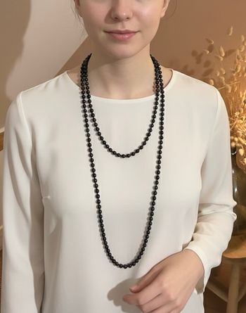🖤 Collier de perles noires – Sans marque – Très bon état 🖤