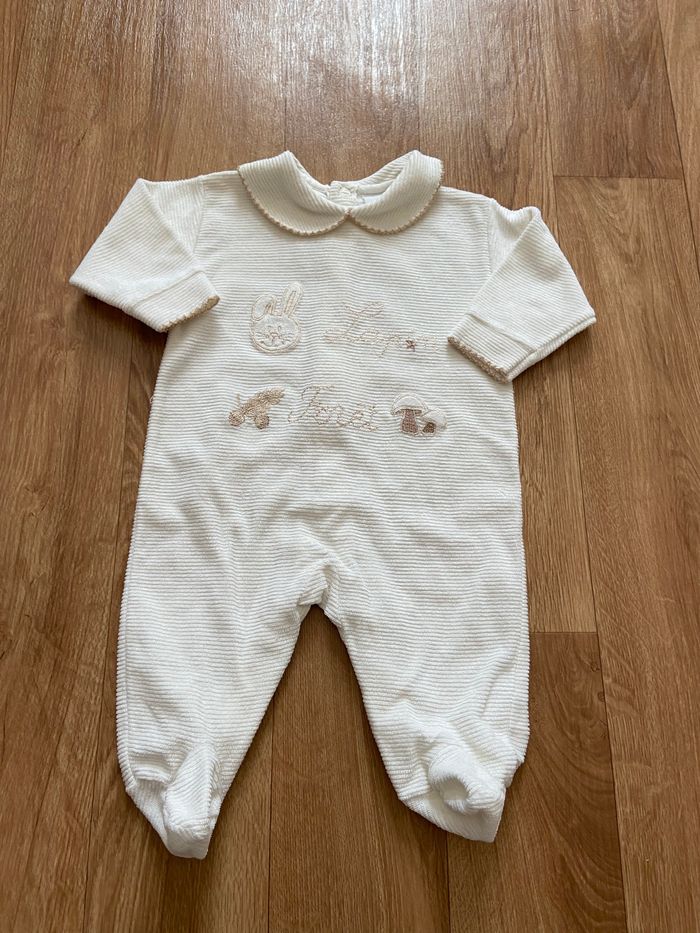 Pyjama velours crème bébé 1M