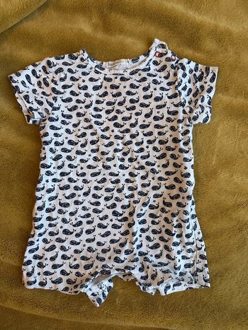Combinaison short été 6 mois motifs baleine