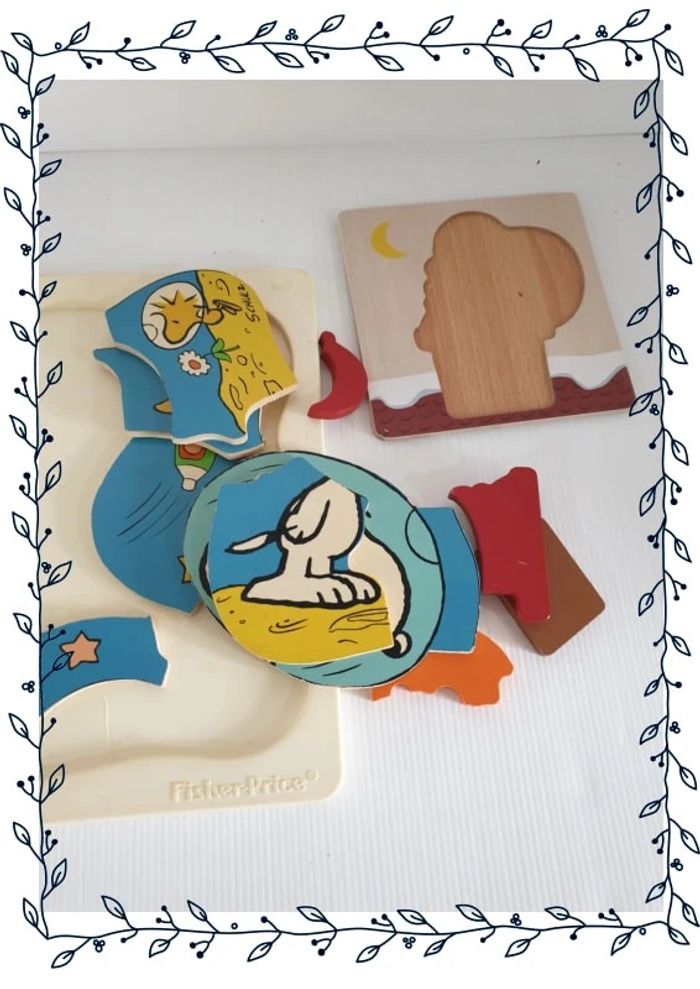 Lot de 2 petits puzzle en bois, bon état - photo numéro 2