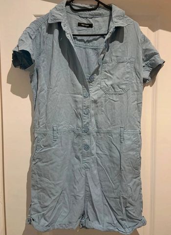 🔝 Combishort manches courtes Teddy Smith bleu clair jean taille S 36 en lin