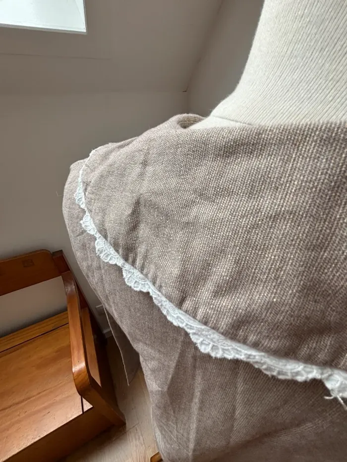 🌺 sublime chemisier Balzac Paris grand col taupe - L - photo numéro 11