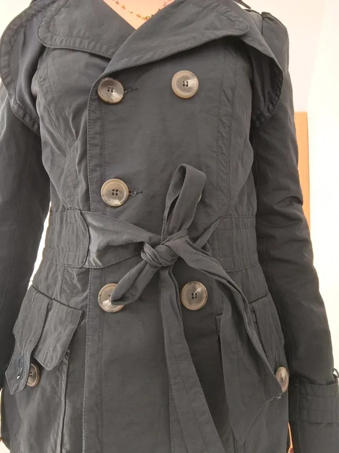 Trench bleu marine M Zara vintage TRF - photo numéro 7