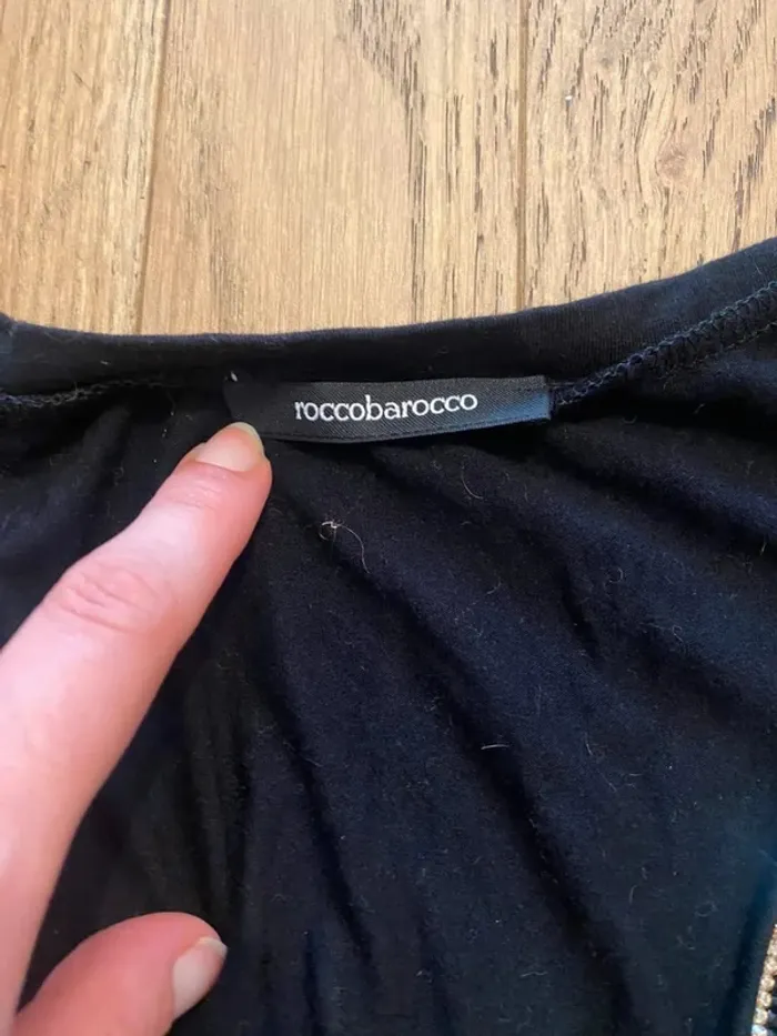 Top en viscose noire et strass Roccobarocco taille 48 IT (44 FR) - photo numéro 4
